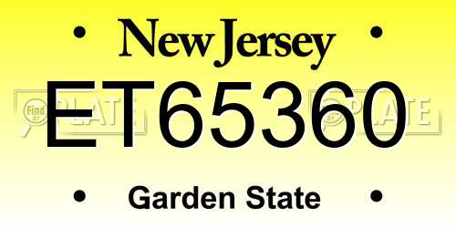 ET65360 New Jersey License Plate