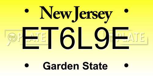 ET6L9E New Jersey License Plate