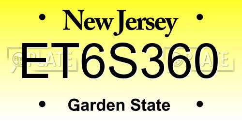ET6S360 New Jersey License Plate