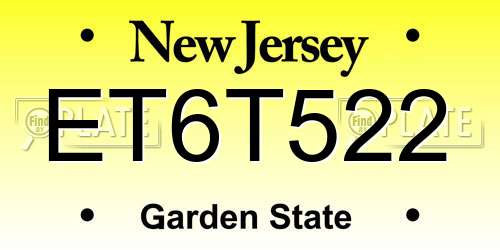 ET6T522 New Jersey License Plate