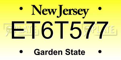 ET6T577 New Jersey License Plate