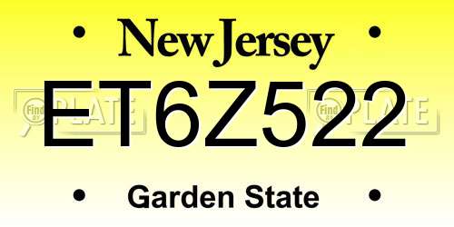 ET6Z522 New Jersey License Plate