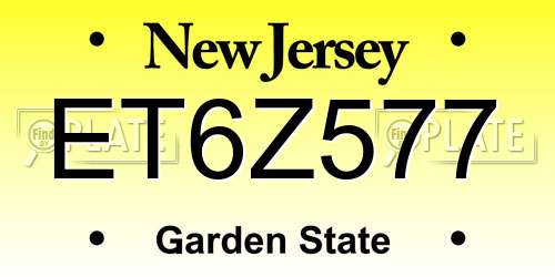 ET6Z577 New Jersey License Plate