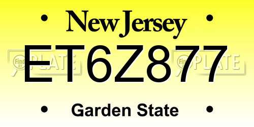 ET6Z877 New Jersey License Plate