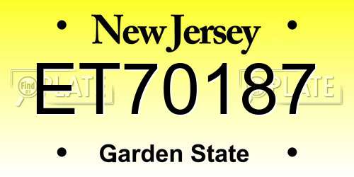 ET70187 New Jersey License Plate