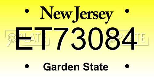 ET73084 New Jersey License Plate