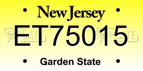 ET75015 New Jersey License Plate