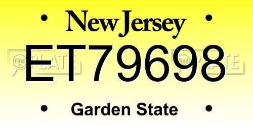 ET79698 New Jersey License Plate