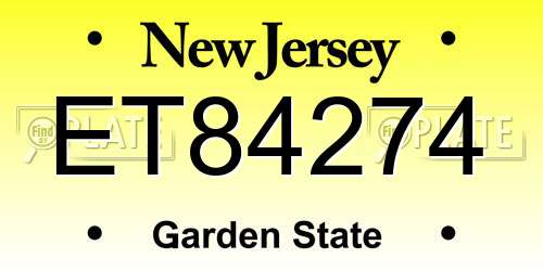 ET84274 New Jersey License Plate