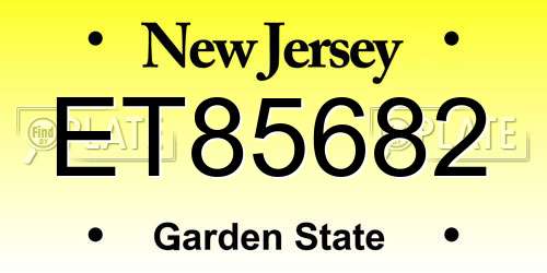 ET85682 New Jersey License Plate