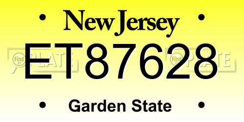 ET87628 New Jersey License Plate