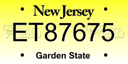 ET87675 New Jersey License Plate