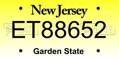ET88652 New Jersey License Plate