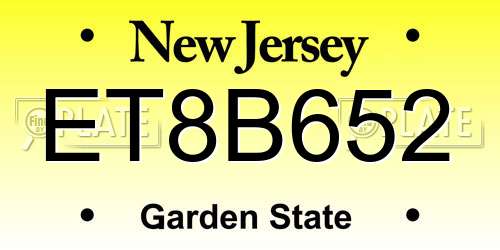 ET8B652 New Jersey License Plate