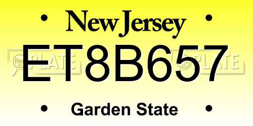 ET8B657 New Jersey License Plate