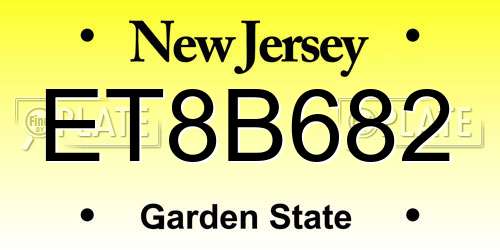 ET8B682 New Jersey License Plate