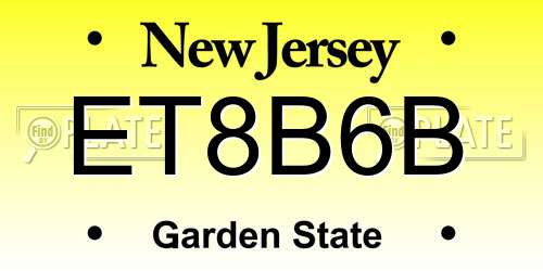 ET8B6B New Jersey License Plate