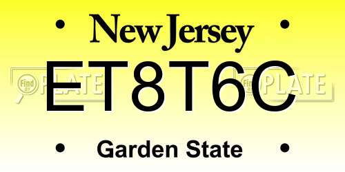 ET8T6C New Jersey License Plate