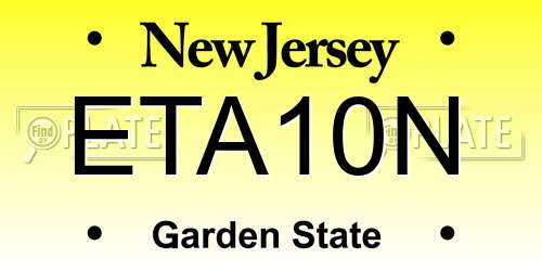 ETA10N New Jersey License Plate