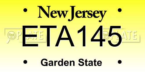 ETA145 New Jersey License Plate
