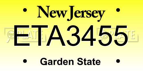 ETA3455 New Jersey License Plate