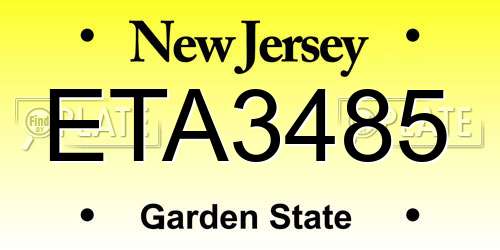 ETA3485 New Jersey License Plate