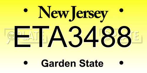 ETA3488 New Jersey License Plate