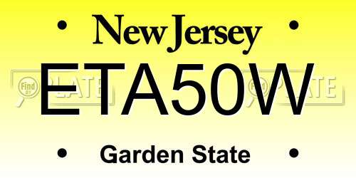 ETA50W New Jersey License Plate