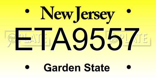 ETA9557 New Jersey License Plate