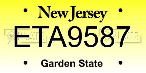 ETA9587 New Jersey License Plate