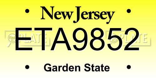 ETA9852 New Jersey License Plate