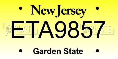 ETA9857 New Jersey License Plate