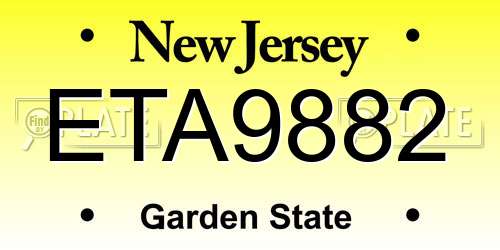 ETA9882 New Jersey License Plate