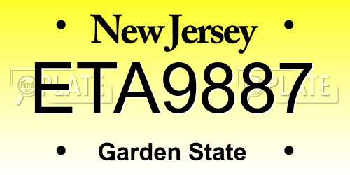 ETA9887 New Jersey License Plate