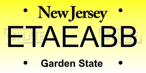 ETAEABB New Jersey License Plate