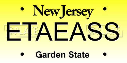 ETAEASS New Jersey License Plate