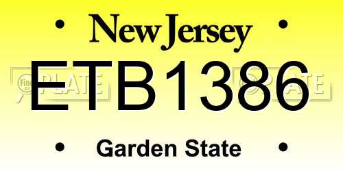 ETB1386 New Jersey License Plate