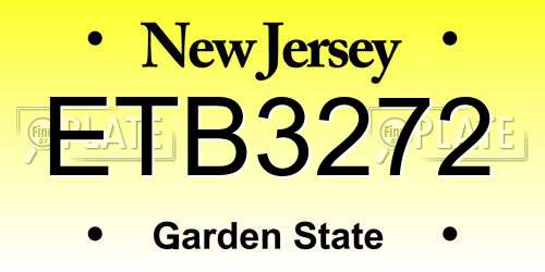 ETB3272 New Jersey License Plate