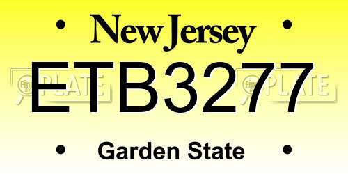 ETB3277 New Jersey License Plate