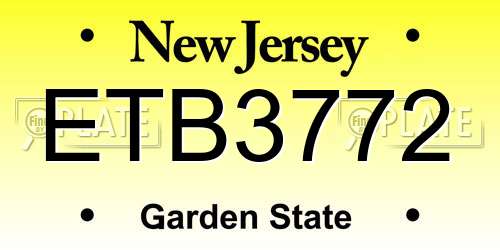 ETB3772 New Jersey License Plate