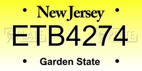 ETB4274 New Jersey License Plate