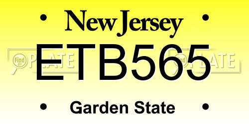 ETB565 New Jersey License Plate