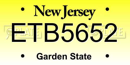 ETB5652 New Jersey License Plate