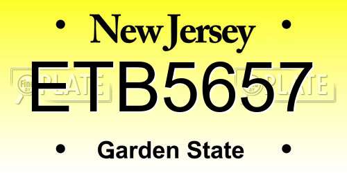 ETB5657 New Jersey License Plate
