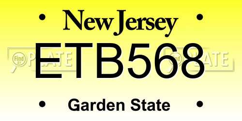 ETB568 New Jersey License Plate