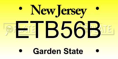 ETB56B New Jersey License Plate