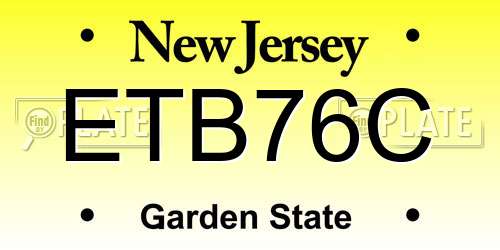 ETB76C New Jersey License Plate
