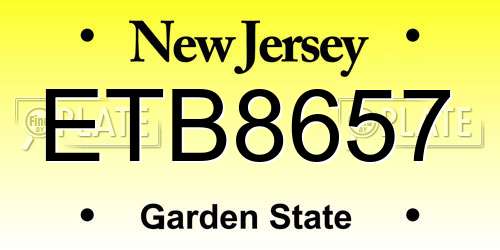 ETB8657 New Jersey License Plate