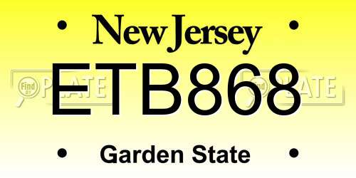 ETB868 New Jersey License Plate