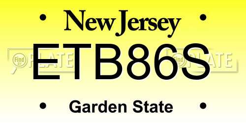 ETB86S New Jersey License Plate